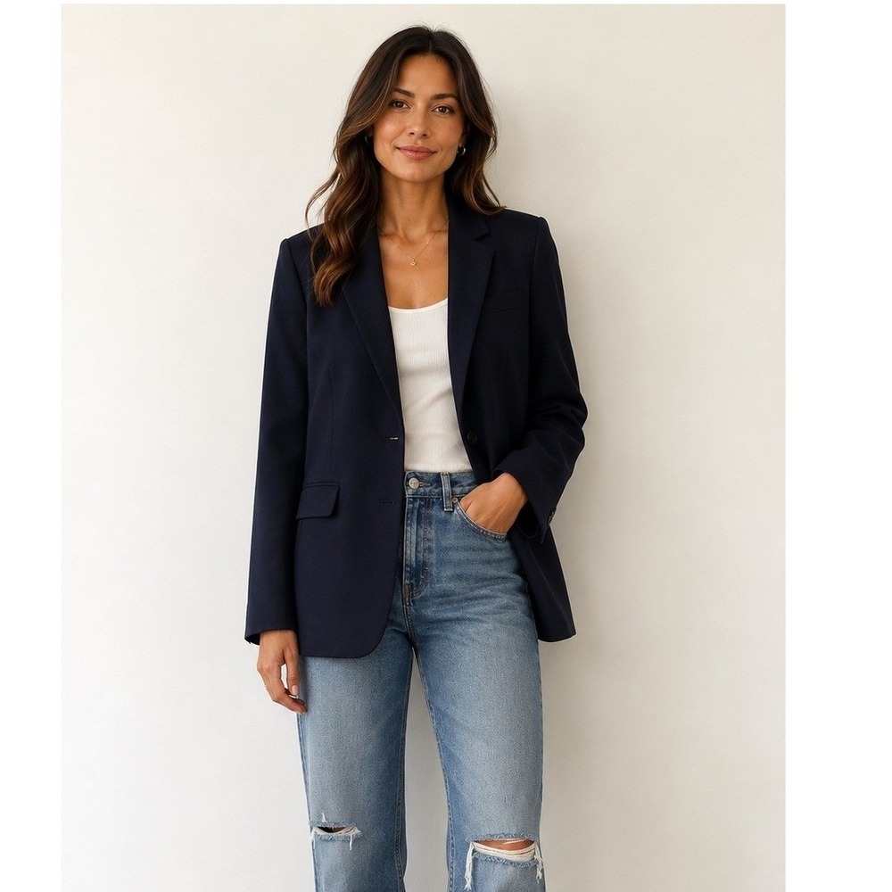 NWT J.Crew Super 120s Wool Two-Button Blazer Navy Blue Size 4 Tall